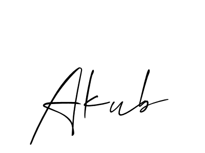 The best way (Allison_Script) to make a short signature is to pick only two or three words in your name. The name Akub include a total of six letters. For converting this name. Akub signature style 2 images and pictures png