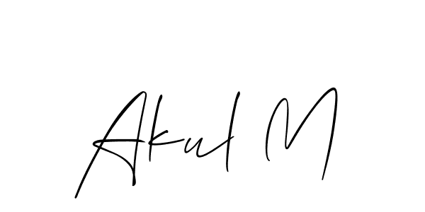 How to make Akul M name signature. Use Allison_Script style for creating short signs online. This is the latest handwritten sign. Akul M signature style 2 images and pictures png