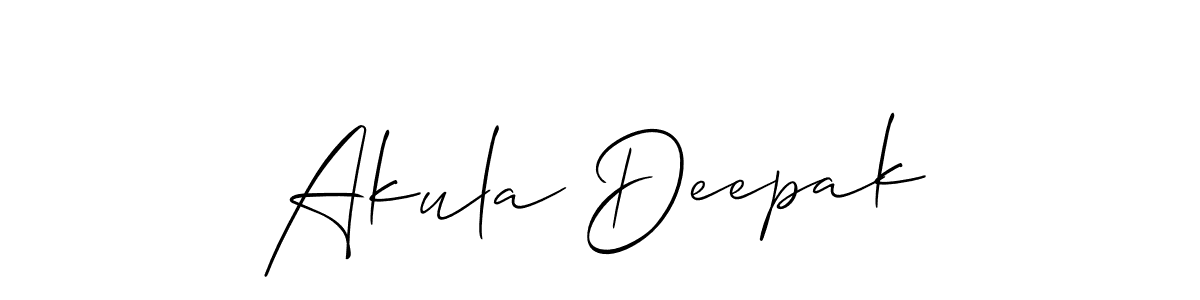 Also You can easily find your signature by using the search form. We will create Akula Deepak name handwritten signature images for you free of cost using Allison_Script sign style. Akula Deepak signature style 2 images and pictures png