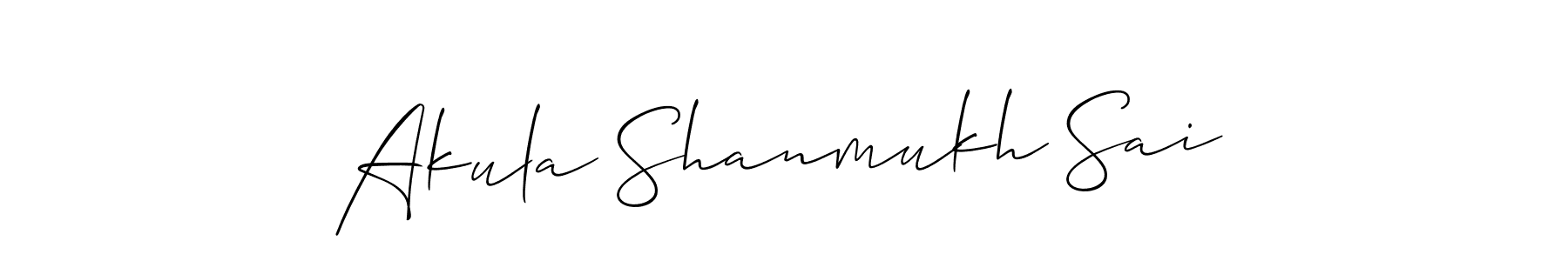 How to make Akula Shanmukh Sai name signature. Use Allison_Script style for creating short signs online. This is the latest handwritten sign. Akula Shanmukh Sai signature style 2 images and pictures png