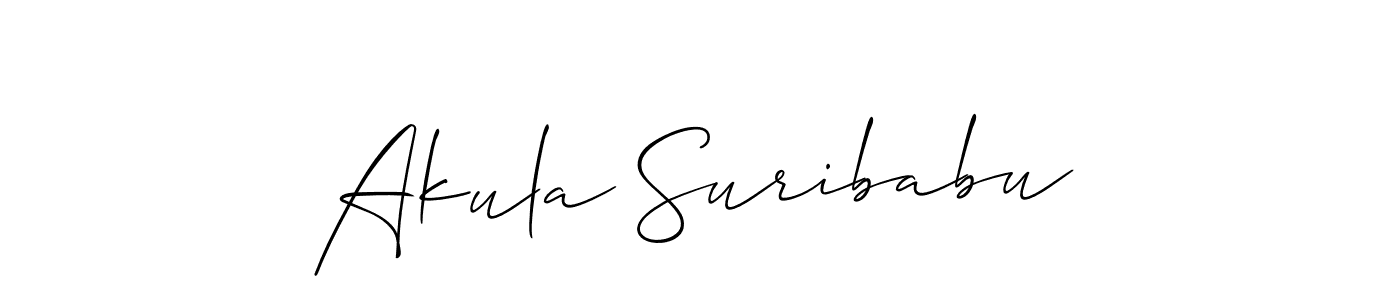 Design your own signature with our free online signature maker. With this signature software, you can create a handwritten (Allison_Script) signature for name Akula Suribabu. Akula Suribabu signature style 2 images and pictures png