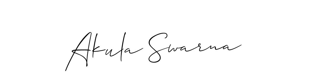 Akula Swarna stylish signature style. Best Handwritten Sign (Allison_Script) for my name. Handwritten Signature Collection Ideas for my name Akula Swarna. Akula Swarna signature style 2 images and pictures png