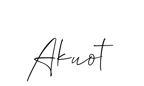 Allison_Script is a professional signature style that is perfect for those who want to add a touch of class to their signature. It is also a great choice for those who want to make their signature more unique. Get Akuot name to fancy signature for free. Akuot signature style 2 images and pictures png