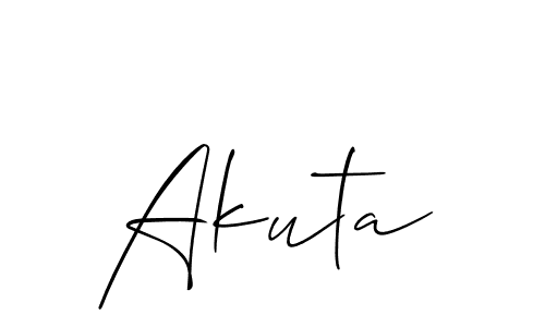 Design your own signature with our free online signature maker. With this signature software, you can create a handwritten (Allison_Script) signature for name Akuta. Akuta signature style 2 images and pictures png