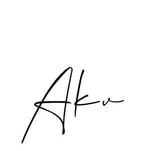 Design your own signature with our free online signature maker. With this signature software, you can create a handwritten (Allison_Script) signature for name Akv. Akv signature style 2 images and pictures png