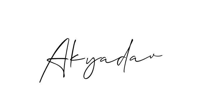 The best way (Allison_Script) to make a short signature is to pick only two or three words in your name. The name Akyadav include a total of six letters. For converting this name. Akyadav signature style 2 images and pictures png