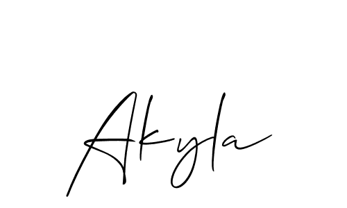 Design your own signature with our free online signature maker. With this signature software, you can create a handwritten (Allison_Script) signature for name Akyla. Akyla signature style 2 images and pictures png