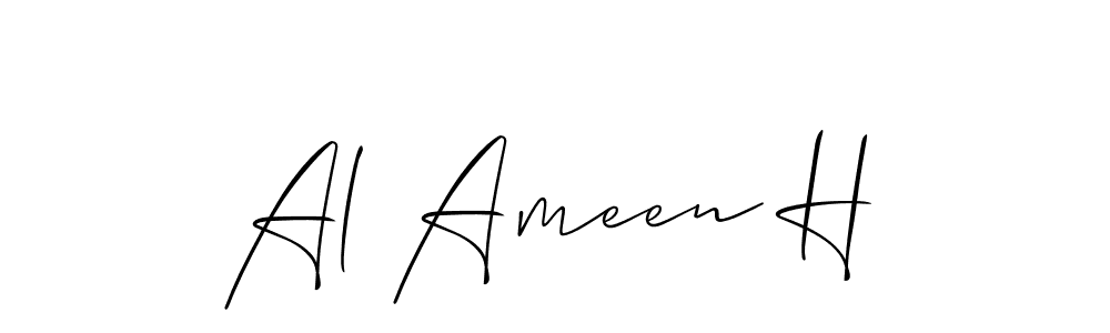 Also You can easily find your signature by using the search form. We will create Al Ameen H name handwritten signature images for you free of cost using Allison_Script sign style. Al Ameen H signature style 2 images and pictures png