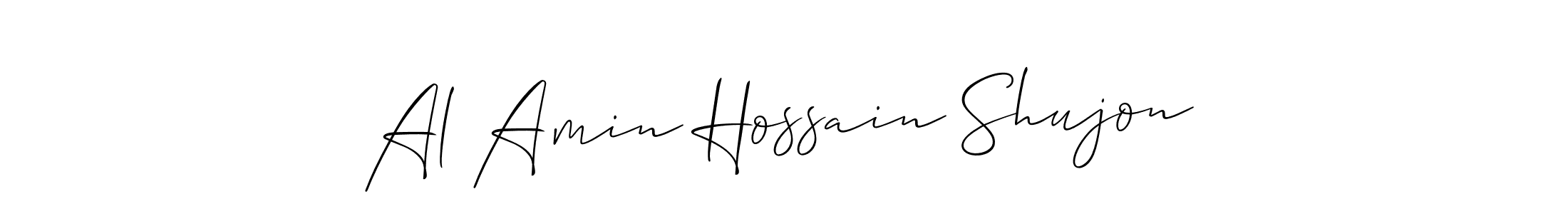 The best way (Allison_Script) to make a short signature is to pick only two or three words in your name. The name Al Amin Hossain Shujon include a total of six letters. For converting this name. Al Amin Hossain Shujon signature style 2 images and pictures png