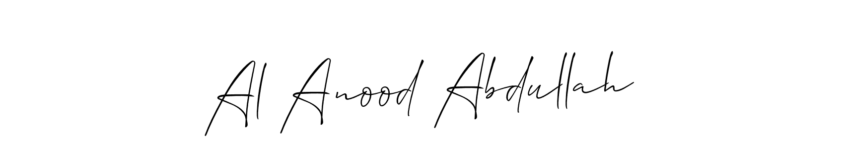 How to make Al Anood Abdullah name signature. Use Allison_Script style for creating short signs online. This is the latest handwritten sign. Al Anood Abdullah signature style 2 images and pictures png