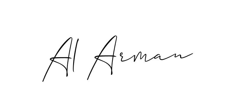 Also You can easily find your signature by using the search form. We will create Al Arman name handwritten signature images for you free of cost using Allison_Script sign style. Al Arman signature style 2 images and pictures png