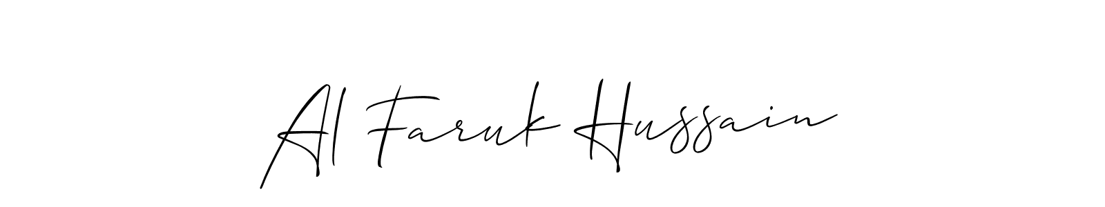 Also You can easily find your signature by using the search form. We will create Al Faruk Hussain name handwritten signature images for you free of cost using Allison_Script sign style. Al Faruk Hussain signature style 2 images and pictures png