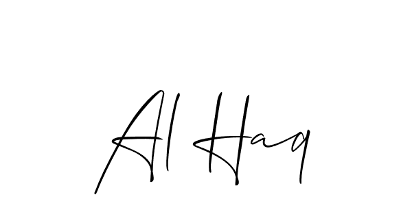 Make a beautiful signature design for name Al Haq. With this signature (Allison_Script) style, you can create a handwritten signature for free. Al Haq signature style 2 images and pictures png