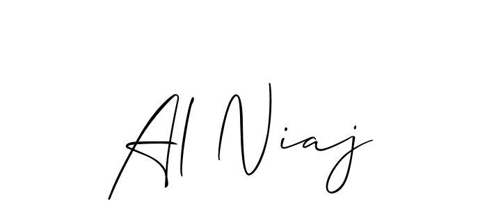 How to make Al Niaj name signature. Use Allison_Script style for creating short signs online. This is the latest handwritten sign. Al Niaj signature style 2 images and pictures png