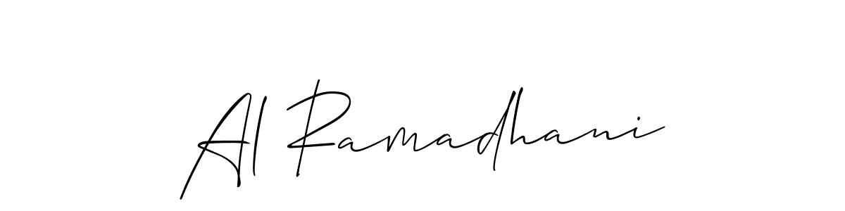 Make a beautiful signature design for name Al Ramadhani. With this signature (Allison_Script) style, you can create a handwritten signature for free. Al Ramadhani signature style 2 images and pictures png