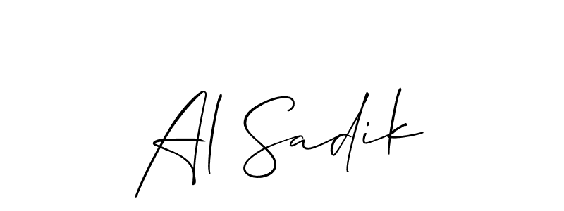 Also You can easily find your signature by using the search form. We will create Al Sadik name handwritten signature images for you free of cost using Allison_Script sign style. Al Sadik signature style 2 images and pictures png