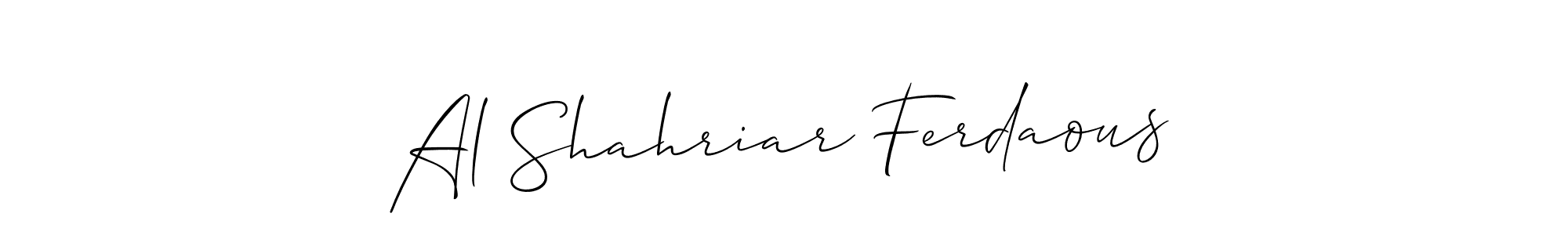 How to make Al Shahriar Ferdaous name signature. Use Allison_Script style for creating short signs online. This is the latest handwritten sign. Al Shahriar Ferdaous signature style 2 images and pictures png