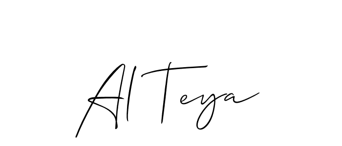 The best way (Allison_Script) to make a short signature is to pick only two or three words in your name. The name Al Teya include a total of six letters. For converting this name. Al Teya signature style 2 images and pictures png