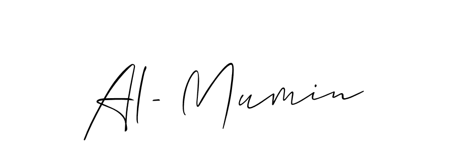 Allison_Script is a professional signature style that is perfect for those who want to add a touch of class to their signature. It is also a great choice for those who want to make their signature more unique. Get Al- Mumin name to fancy signature for free. Al- Mumin signature style 2 images and pictures png