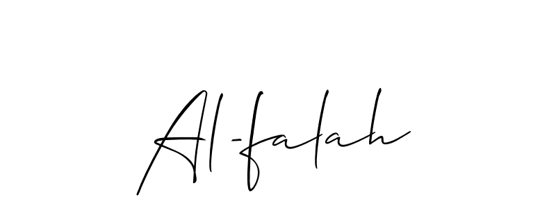 if you are searching for the best signature style for your name Al-falah. so please give up your signature search. here we have designed multiple signature styles  using Allison_Script. Al-falah signature style 2 images and pictures png