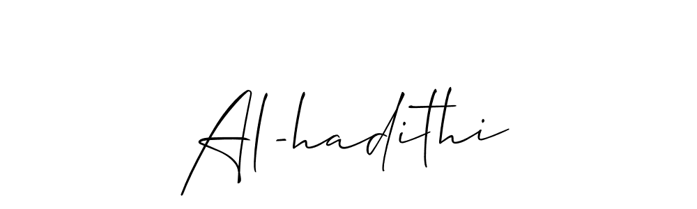How to make Al-hadithi name signature. Use Allison_Script style for creating short signs online. This is the latest handwritten sign. Al-hadithi signature style 2 images and pictures png