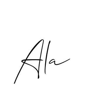 Make a beautiful signature design for name Ala. With this signature (Allison_Script) style, you can create a handwritten signature for free. Ala signature style 2 images and pictures png