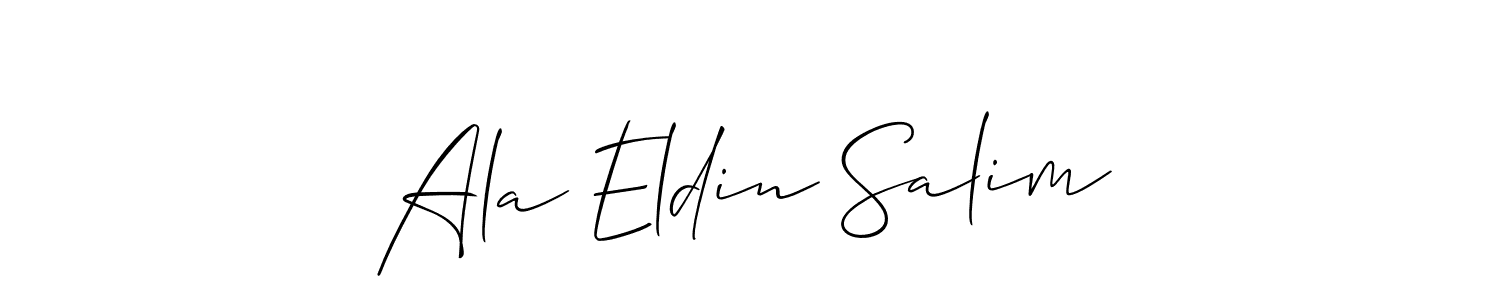 How to make Ala Eldin Salim name signature. Use Allison_Script style for creating short signs online. This is the latest handwritten sign. Ala Eldin Salim signature style 2 images and pictures png