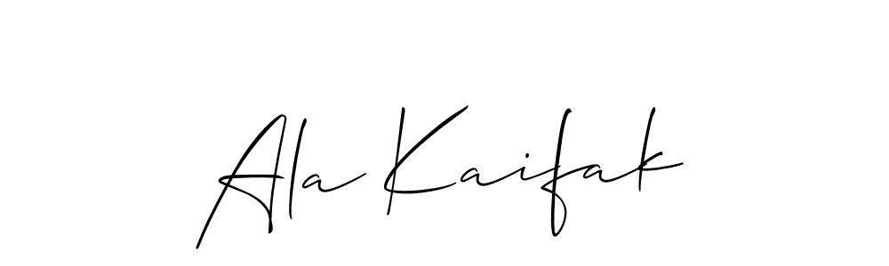 Allison_Script is a professional signature style that is perfect for those who want to add a touch of class to their signature. It is also a great choice for those who want to make their signature more unique. Get Ala Kaifak name to fancy signature for free. Ala Kaifak signature style 2 images and pictures png