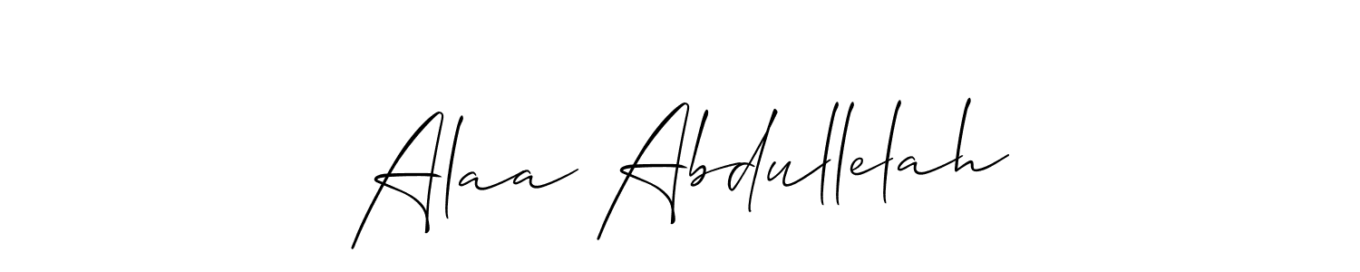 How to make Alaa Abdullelah name signature. Use Allison_Script style for creating short signs online. This is the latest handwritten sign. Alaa Abdullelah signature style 2 images and pictures png