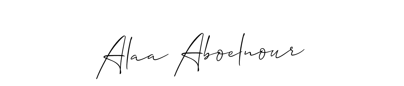 Use a signature maker to create a handwritten signature online. With this signature software, you can design (Allison_Script) your own signature for name Alaa Aboelnour. Alaa Aboelnour signature style 2 images and pictures png