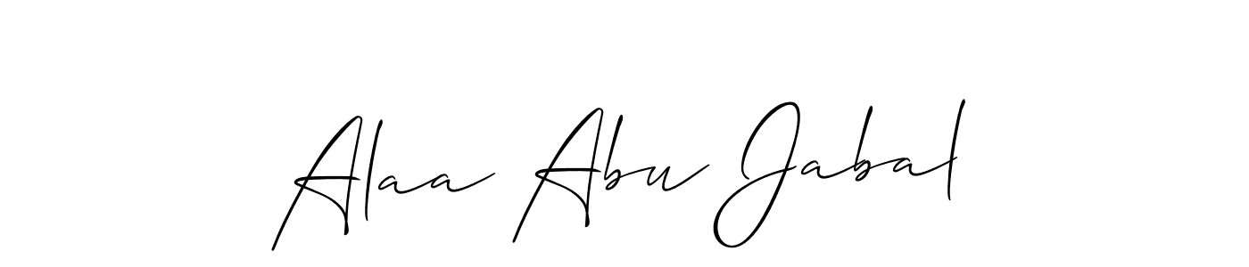 Create a beautiful signature design for name Alaa Abu Jabal. With this signature (Allison_Script) fonts, you can make a handwritten signature for free. Alaa Abu Jabal signature style 2 images and pictures png