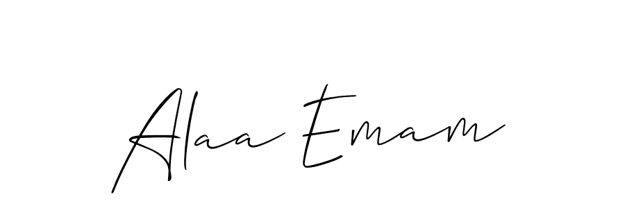 Create a beautiful signature design for name Alaa Emam. With this signature (Allison_Script) fonts, you can make a handwritten signature for free. Alaa Emam signature style 2 images and pictures png