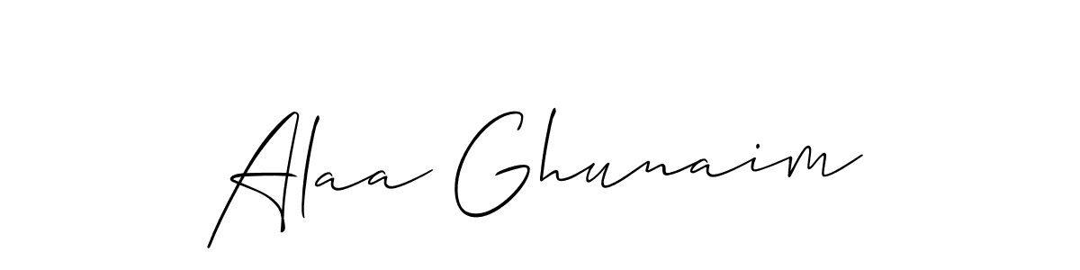 Use a signature maker to create a handwritten signature online. With this signature software, you can design (Allison_Script) your own signature for name Alaa Ghunaim. Alaa Ghunaim signature style 2 images and pictures png