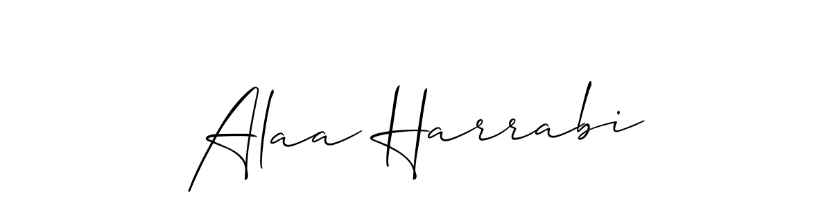 Create a beautiful signature design for name Alaa Harrabi. With this signature (Allison_Script) fonts, you can make a handwritten signature for free. Alaa Harrabi signature style 2 images and pictures png