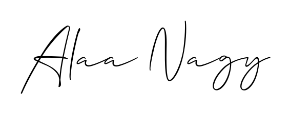 You should practise on your own different ways (Allison_Script) to write your name (Alaa Nagy) in signature. Don't let someone else do it for you. Alaa Nagy signature style 2 images and pictures png