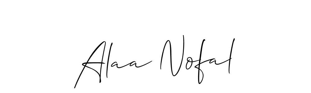 The best way (Allison_Script) to make a short signature is to pick only two or three words in your name. The name Alaa Nofal include a total of six letters. For converting this name. Alaa Nofal signature style 2 images and pictures png