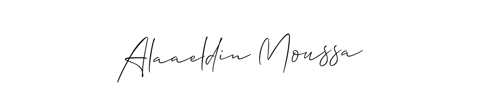 Make a beautiful signature design for name Alaaeldin Moussa. With this signature (Allison_Script) style, you can create a handwritten signature for free. Alaaeldin Moussa signature style 2 images and pictures png