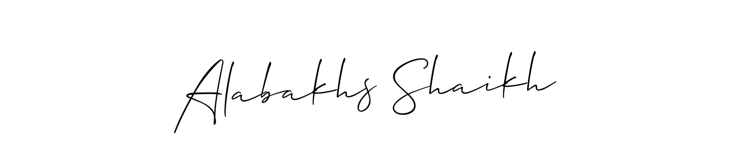 Similarly Allison_Script is the best handwritten signature design. Signature creator online .You can use it as an online autograph creator for name Alabakhs Shaikh. Alabakhs Shaikh signature style 2 images and pictures png