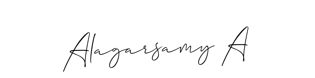 How to make Alagarsamy A name signature. Use Allison_Script style for creating short signs online. This is the latest handwritten sign. Alagarsamy A signature style 2 images and pictures png