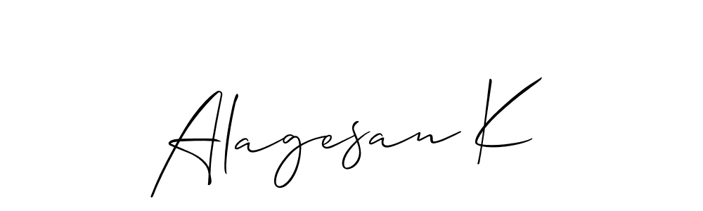 Make a beautiful signature design for name Alagesan K. With this signature (Allison_Script) style, you can create a handwritten signature for free. Alagesan K signature style 2 images and pictures png