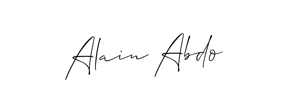 Use a signature maker to create a handwritten signature online. With this signature software, you can design (Allison_Script) your own signature for name Alain Abdo. Alain Abdo signature style 2 images and pictures png