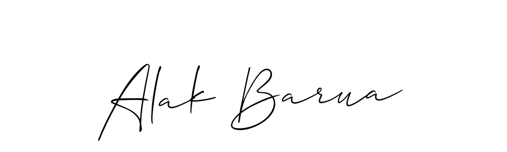 The best way (Allison_Script) to make a short signature is to pick only two or three words in your name. The name Alak Barua include a total of six letters. For converting this name. Alak Barua signature style 2 images and pictures png