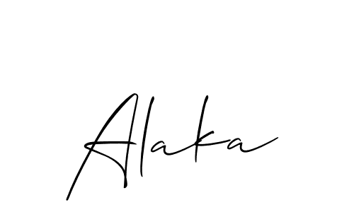 Use a signature maker to create a handwritten signature online. With this signature software, you can design (Allison_Script) your own signature for name Alaka. Alaka signature style 2 images and pictures png