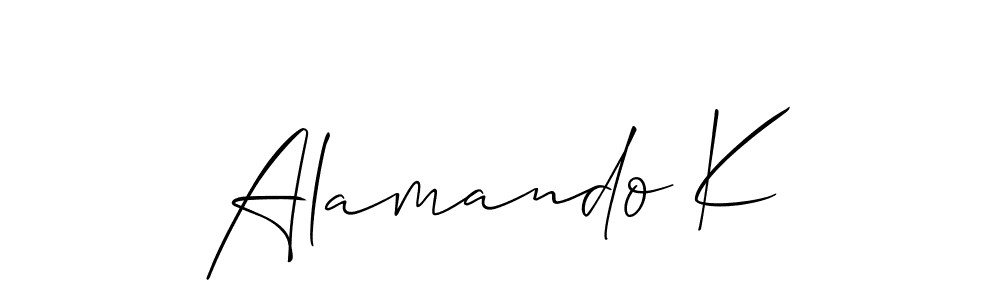 How to make Alamando K signature? Allison_Script is a professional autograph style. Create handwritten signature for Alamando K name. Alamando K signature style 2 images and pictures png