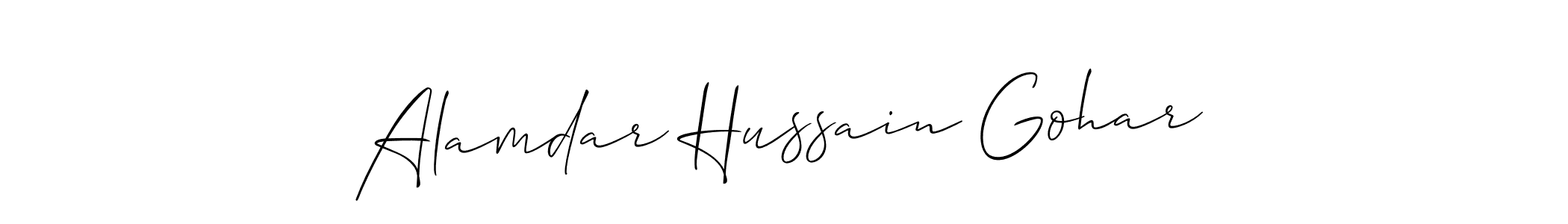 if you are searching for the best signature style for your name Alamdar Hussain Gohar. so please give up your signature search. here we have designed multiple signature styles  using Allison_Script. Alamdar Hussain Gohar signature style 2 images and pictures png