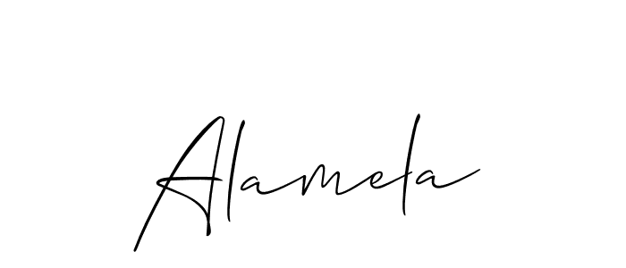 Allison_Script is a professional signature style that is perfect for those who want to add a touch of class to their signature. It is also a great choice for those who want to make their signature more unique. Get Alamela name to fancy signature for free. Alamela signature style 2 images and pictures png