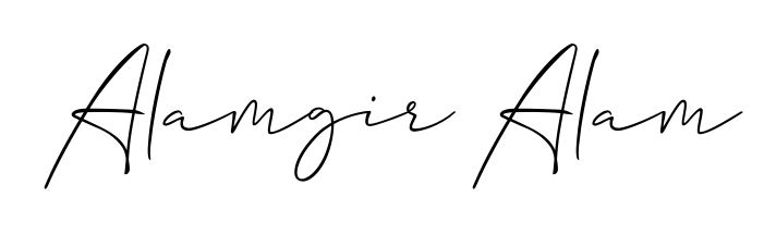 Designed for modern professionals: Alamgir Alam name signature crafted with Allison_Script script. Ready for digital PDF workflows. Alamgir Alam signature style 2 images and pictures png