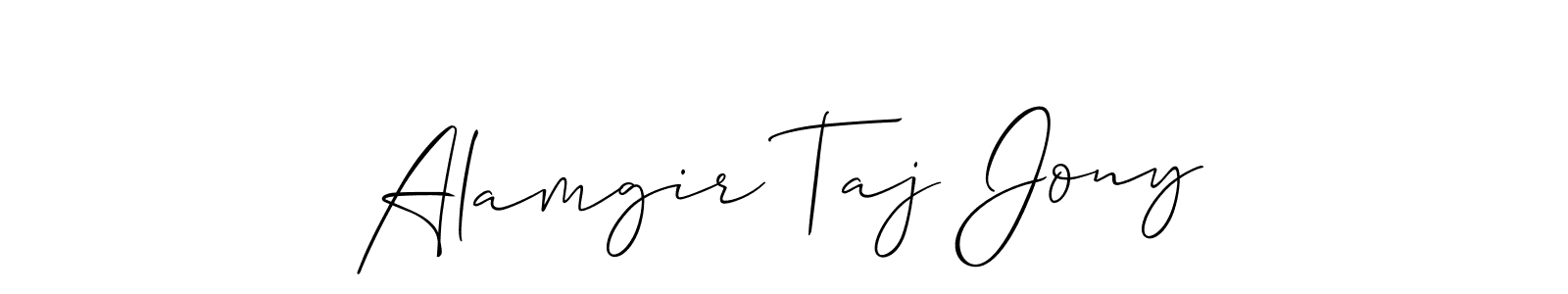 This is the best signature style for the Alamgir Taj Jony name. Also you like these signature font (Allison_Script). Mix name signature. Alamgir Taj Jony signature style 2 images and pictures png