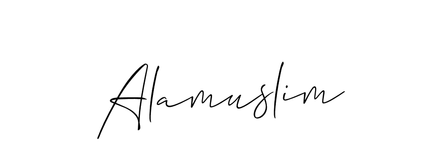 The best way (Allison_Script) to make a short signature is to pick only two or three words in your name. The name Alamuslim include a total of six letters. For converting this name. Alamuslim signature style 2 images and pictures png