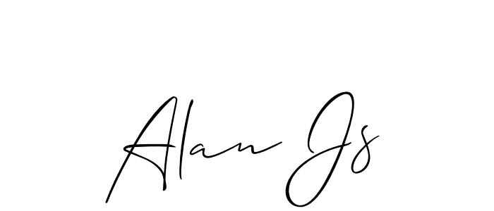 Also You can easily find your signature by using the search form. We will create Alan Js name handwritten signature images for you free of cost using Allison_Script sign style. Alan Js signature style 2 images and pictures png